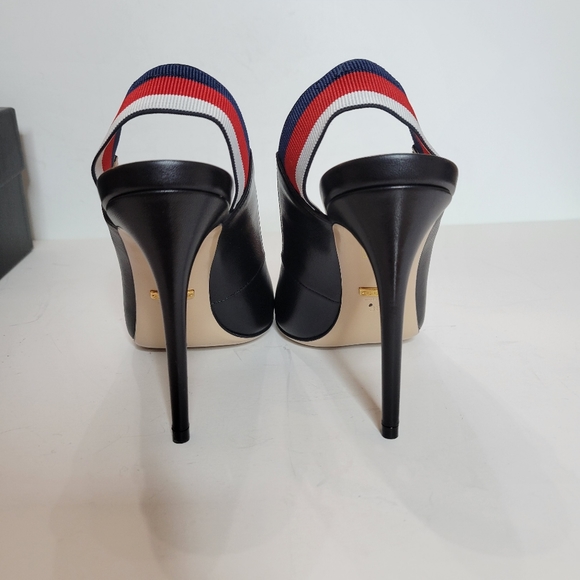 Gucci women's sylvie web and leather slingback pump size 8.5 NEW IN BOX - Picture 4 of 9
